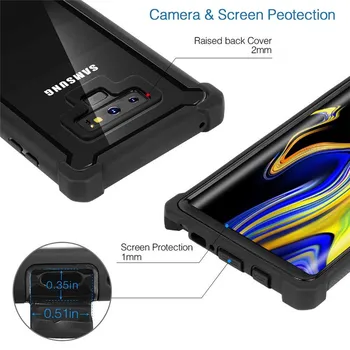 Ťažká Ochranu PC+TPU Jasný Prípad pre Samsung Galaxy S20 Ultra S8 S9 S10 Plus Poznámka 10 Pro 8 9 S10E Shockproof Robustný Kryt