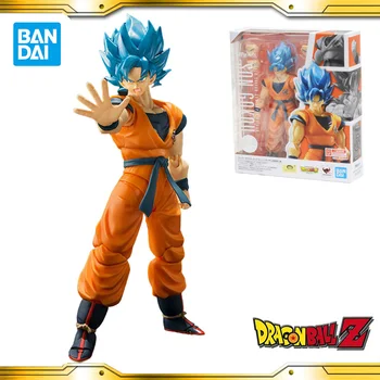 Pôvodné BANDAI Dragon Ball Z SHF Super Saiyan Modré vlasy Son Goku Akcie PVC Zber Model Hračka Anime Obrázok Hračky Pre Deti