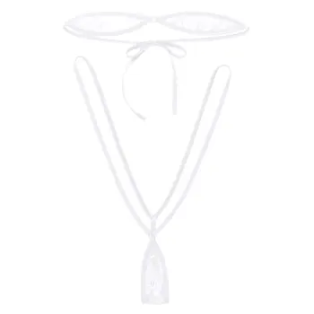 Dámske Erotické Micro Mini Priehľadnej Čipky Bikini priesvitný Set spodnej Bielizne Crotchless bez Ramienok Tie-na Tube Podprsenka Top s Remeň G-String Nohavičky