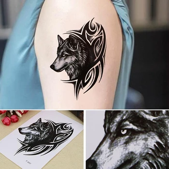 Muži Ženy Nepremokavé 3D Vlk Hlavu Tetovanie Nálepky Módy v Pohode Zábavné Tetovanie Nálepky Unisex Dočasné Tetovanie Papiere Body Art