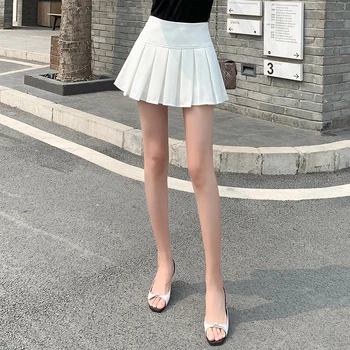 SURMIITRO 2021 Lete Mini Skladaná Sukňa Ženy kórejský Štýl Biela Vysoký Pás Estetické Ženské Sukne Pre Teenagerov Šortky Obloženie