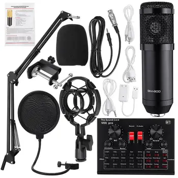 BM800 Pro Kondenzátora USB Bezdrôtovej Karaoke Mikrofón Audio Mixer dj MIC Stand KTV Profesionálne Nahrávanie Live Bluetooth zvukovú kartu