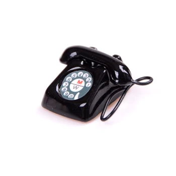 1/2ks domček pre bábiky Miniatúrne Retro Vintage Desk Phone Rotačné Vytáčanie Telefónnych Salónik študovňa Bábika Domy Príslušenstvo