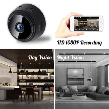 A9 1080P Smart Home WIFI Mini Kamera, Bezdrôtové IP Kamery 360°Otáčania Ručné Noc Verzia Android/IOS App Riadenie Home Security