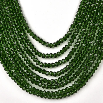 Tmavo Zelená Tvárou 4*6 mm viacvrstvové Sklo Krištáľ Za Slušné Náhrdelník 17-25inch gem Na Štedrý Žena H215