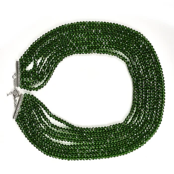 Tmavo Zelená Tvárou 4*6 mm viacvrstvové Sklo Krištáľ Za Slušné Náhrdelník 17-25inch gem Na Štedrý Žena H215