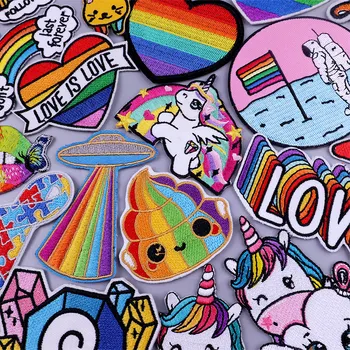 LGBT Pride Roztomilý Škvrny na Oblečení Láska Rainbow Vyšívané Pruhy Škvrny na Oblečení Nášivka Žehlenie Handričkou Šitie Dodávky