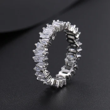 Luxusné Žena White Crystal Kamenný Kruh Nepravidelný Zirconia Snubné Prstene pre Ženy Trendy Geometrické Zirkón Zásnubný Prsteň