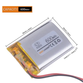 3.7 V, 600mAh 602535 Nabíjateľná lítium Polymérová Batéria Pre MP3/MP4/Hry Hráč mouse GPS reproduktor 062535 DOD LS460W