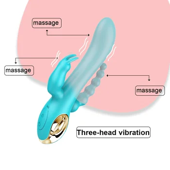 Nabíjateľná Triple Radosť Rabbit Vibrátor G-Spot S Mieste Stimulátor Klitorisu Análny Plug Dildo Vibrátor Sexuálne Hračky pre Ženy