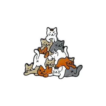 Nové Zviera Zliatiny Brošňa Kreslených Mačka Skladaný Arhata Brošňa Zábavné Zlá Mačka Brošňa Veľa Mačka Odznak Vysoko Kvalitný Smalt Kolíky