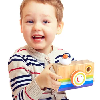 Drevené Hračky pre deti Fotoaparát Prívesok Montessori Zábavné Hračky Pre Deti, Drevený Chlapci a Dievčatá DIY Predstavuje Ošetrovateľskej Darček