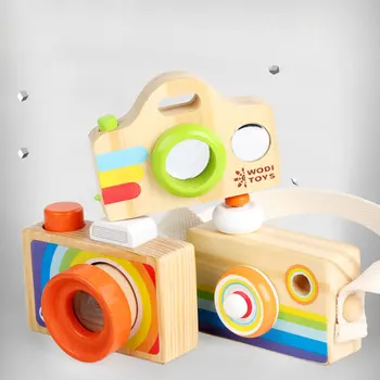 Drevené Hračky pre deti Fotoaparát Prívesok Montessori Zábavné Hračky Pre Deti, Drevený Chlapci a Dievčatá DIY Predstavuje Ošetrovateľskej Darček