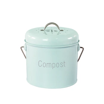 Kompost Bin 3L - Vysoko Kvalitné Kuchynské Kompost Bin - Kuchyňa Composter pre potravinový Odpad - Uhoľný Filter,Svetlo Zelená