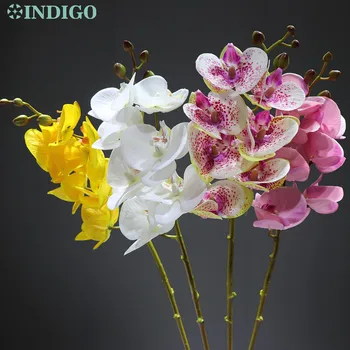 3D Phalaenopsis Bielej Orchidey (7 Kvety/Kmeň) Skutočný Dotyk Svadobný Kvet Domáce Dekorácie Kvetinový Strana - INDIGO