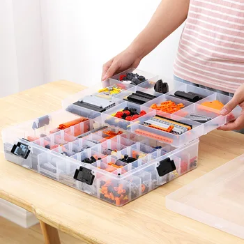 Domácnosti Multi-Layer stavebným Úložný Box Detí Lego Hračka Úložný Box Veľkú Kapacitu, Priehľadné Plastové Úložný Box