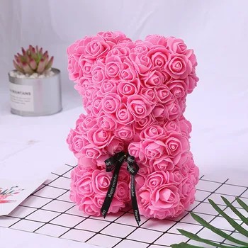 DIY 25 cm Teddy Rose Medveď S Box Umelé PE Kvet Medveď Ruže Valentín Pre Priateľku Žien, Deň matiek Darčeky