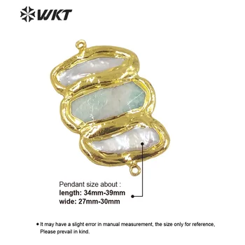 WT-JP248 Veľkoobchod nové deisgn dvojité slučky triple kameň zlaté konektory pre módny náhrdelník boho prírodné perly kameň konektory