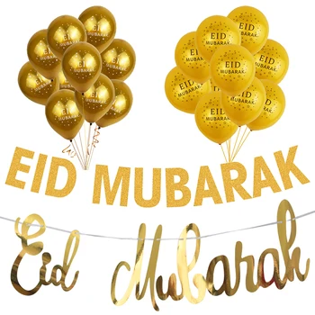 Zlato Ramadánu Kareem Dekorácie Eid Mubarak Banner a Balóny Eid Ramadánu Strany Prospech Eid al-fitr Ramadánu Mubarak Dekor