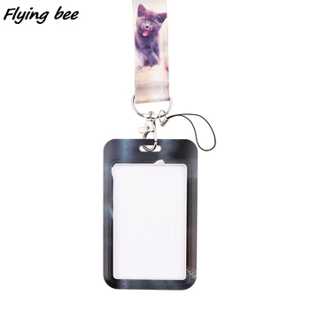Flyingbee X1852 Cute Cat Zvierat Držiteľa Karty IDENTIFIKÁCIA Držiteľa Autobus Držiteľa Karty Zamestnancov Kartu Zablokuje Lano Lariat ozdobná šnúrka na uniforme Pre Dieťa Priateľovi