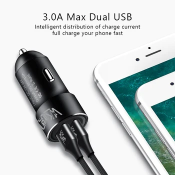 Nabíjačka do auta Dual USB 5V/3.0 Max Telefón auta, Pre Nabíjanie iPhone Xiao Samsung Huawei SONY 2 Porty USB Kovové Auto Poplatok