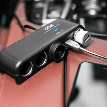 Univerzálny Auto Cigaretový Zapaľovač Splitter 120W Dual USB Auto Nabíjačka do Auta, Adaptér S 3 Predĺžená Zásuvky Pre Telefón, Auto-Nabíjačku