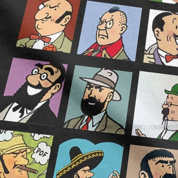 Pánske T-Shirt The Adventures Of Tintin Bavlnené Tričká Krátky Rukáv Herge Komické Zasnežené Treska Kapitán Psa, T Košele Kolo Golier Top