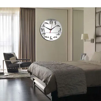 Nové sexuálne polohy nástenné hodiny moderný dizajn samolepiacich 3d steny dávajte si pozor na obývacia izba zrkadlo tichý quartz hodinky nálepky klok