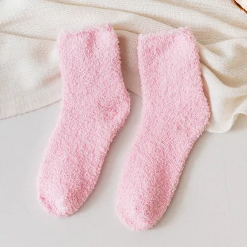 Japonský Štýl Candy Farby Žien Farebné Zimné Ponožky Teplé Žena Podlahy Ponožky Kawaii Pevné Ponožky Dievča Študenta Ponožky
