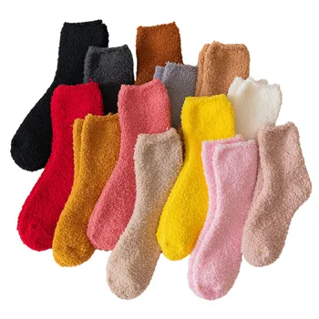 Japonský Štýl Candy Farby Žien Farebné Zimné Ponožky Teplé Žena Podlahy Ponožky Kawaii Pevné Ponožky Dievča Študenta Ponožky