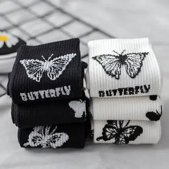 2020 Nový Butterfly Bavlnené Ponožky Ženy Streetwear Pohodlné Harajuku Posádky Ponožky Ženy Móda Hiphop Sakteboard Ponožky Móda