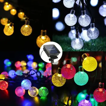 100 LED Crystal ball String 12M Solárna Lampa LED Reťazec Rozprávkových Svetiel Solárne Girlandy Záhrada Vianočná Výzdoba Pre Vonkajšie Party Decor