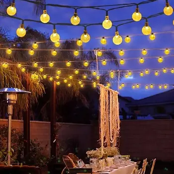 100 LED Crystal ball String 12M Solárna Lampa LED Reťazec Rozprávkových Svetiel Solárne Girlandy Záhrada Vianočná Výzdoba Pre Vonkajšie Party Decor