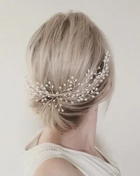 Svadobné Elegantné Crystal Nevesta Vlasy Hrebeňom Pokrývku Hlavy Blikajúce Ozdoby Drahokamu Pearl Svadobné Vlasy Klip Príslušenstvo Šperky