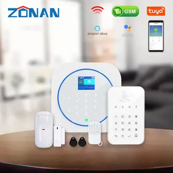 Zonan Alarm Security System Tuya Wifi Bezdrôtová Dotyková Klávesnica GSM RFID Karty Klávesnice Aplikácie Ovládanie Zlodej Požiarnej signalizácie Smart Home Súpravy
