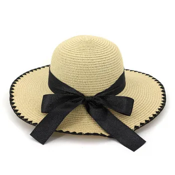 Slamené klobúky, ženy, leto, jar páse s nástrojmi bowknot elegantné slnko klobúky veľký okraj cestovné bežné vonkajšie pláž, slnko ochranné ženy čiapky