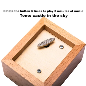 Prírodné Drevené Music Box s Prispôsobiteľné Fotografie Vietor Až Music Box pre Priateľov,Manželov,Deti (Bukového dreva, Tón:Castle in The Sky)