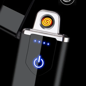 NOVÉ Elektrické Ľahšie Nabíjanie pomocou pripojenia USB Touch Ovládania Ľahšie Prenosné Vetru Ľahšie LED Indikátor Napájania Cigariet Príslušenstvo