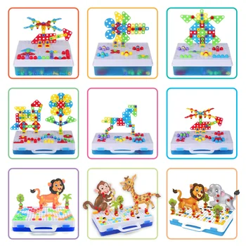 Tyčová Skrutka 3D Mozaika Creative Puzzle, Hračky Pre Deti, Tehly Hračky Deti DIY Elektrické Vrtákov Chlapci Vzdelávacie Hračka