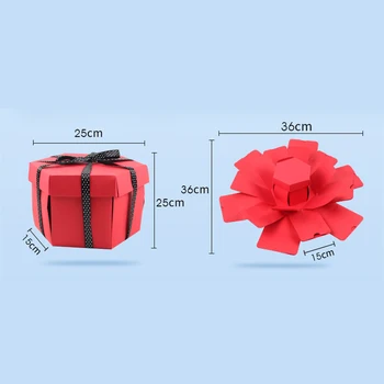 DIY Prekvapenie Hexagon Výbuchu Box Výbuchu Darčeka Príslušenstvo Svadobné Prospech Giftbox Narodeniny Box Baby Sprcha Foto Album
