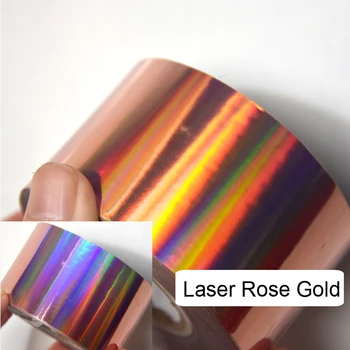 120M*4CM Rose Gold Holografické Nail Art Transfer Fólie, Samolepky Striebro Laserové svetlo Nechty Tipy Príslušenstvo