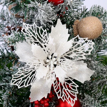 Nový 5 KS Umelé Kvety, Vianoce Veselé Vianoce Strom Lesk Falošné Kvetinové Dekorácie Pre Domov 2020 Darček Vianočné Ozdoby