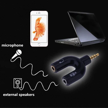 Praktické 3,5 mm Splitter Stereo Konektor Audio Mic Hudobné Slúchadlá Šport Práce Vhodné Adaptéry Reproduktory Pre Tablet MP3 4 Konektor Jack