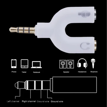 Praktické 3,5 mm Splitter Stereo Konektor Audio Mic Hudobné Slúchadlá Šport Práce Vhodné Adaptéry Reproduktory Pre Tablet MP3 4 Konektor Jack