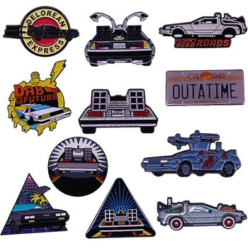 DeLorean Odznak OUTATIME Auto Brošňa Čas Cestovania Stroj Smalt Pin Retro Film 80. rokov Späť Do Budúcnosti Marty McFly Doc Brown