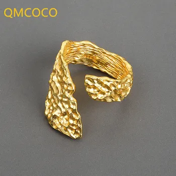 QMCOCO Nepravidelný Prstene Pre Ženy Móda Tvorivé Geometrické Kladivo Textúrou Otvoriť Krúžok Pre Dámy Šperky Strany Dary