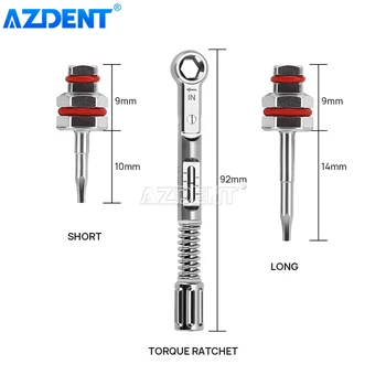 AZDENT Zubný Implantát momentový Kľúč Račňový 10-40Ncm 12pcs Hex Ovládače Skrutkovač 14 mm Dlhé Krátke 10 mm Súprava Box Sterilizované