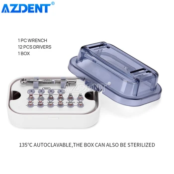 AZDENT Zubný Implantát momentový Kľúč Račňový 10-40Ncm 12pcs Hex Ovládače Skrutkovač 14 mm Dlhé Krátke 10 mm Súprava Box Sterilizované