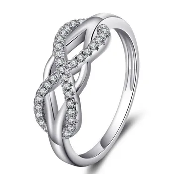 2020 Nové Cubic Zirconia Crystal Nekonečné Prstene Pre Ženy, Módny Dizajn Vyhlásenie Rose Gold Color Krúžok Svadobné Šperky
