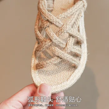 2019 Dievčatá Gladiator Sandále Bebe Deti Letné Pletenie kórejský otvorenou špičkou Sandále Chaussure Enfant Deti Roman Veľkosť Topánok, 26-35